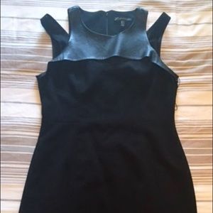 NWOT Black dress with faux leather cutout top, s14